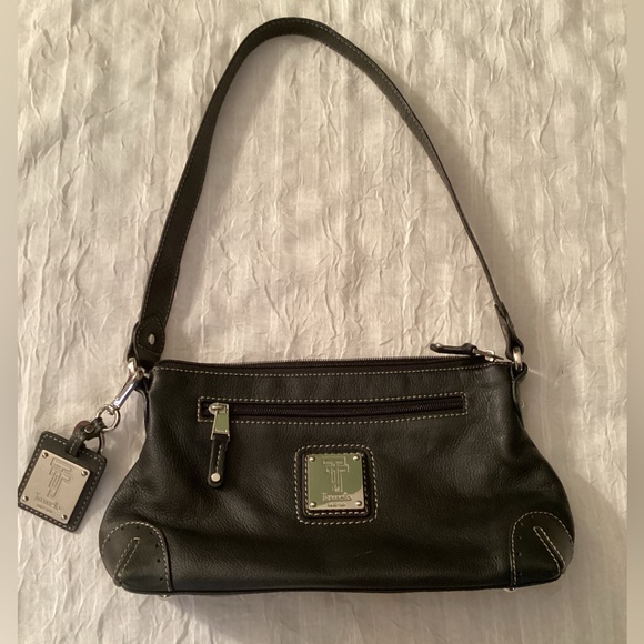 Tignanello Handbags - Tignanello Black Leather Shoulder Bag Key Fob & Bag Charm Single Strap